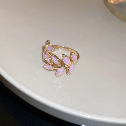 Korean Oil Dripping Leaf Design Ring