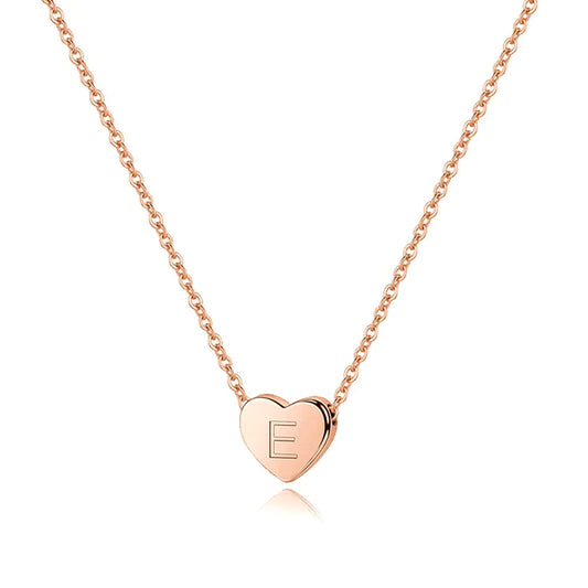 M MOOHAM Jewelry for Kids Initial E Necklace Rose Gold Plated Sterling Silver Heart Initial E Necklace for Women Tiny Initial Necklace Dainty Small Letter Initial Necklace for Girls