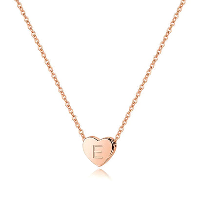 M MOOHAM Jewelry for Kids Initial E Necklace Rose Gold Plated Sterling Silver Heart Initial E Necklace for Women Tiny Initial Necklace Dainty Small Letter Initial Necklace for Girls