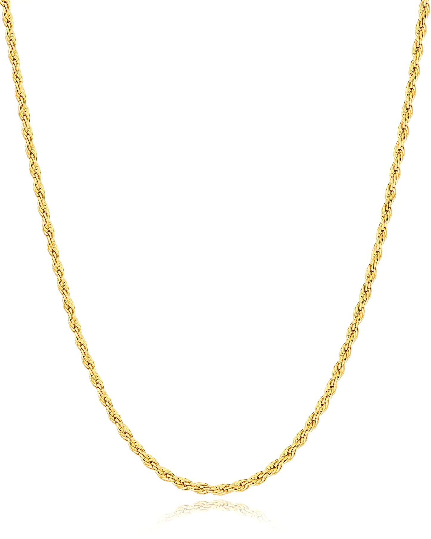 Andsion 14k Gold Plated Rope Chain for Men trendy 3.0mm Stainless Steel Necklace for Men Sturdy & Non Tarnish Gold Rope Chain Necklaces Mens Jewelry Gift 26 Inch