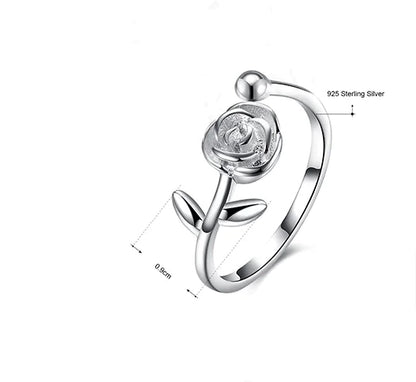 Rose Flower Open Ring, Rose Ring, Tail Ring