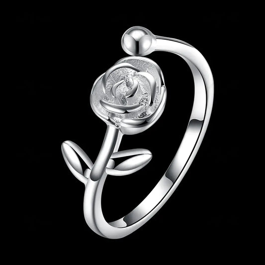 Rose Flower Open Ring, Rose Ring, Tail Ring