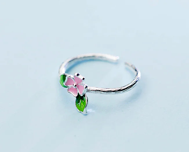 Floral Open Ring, Finger Ring, Silver Ring