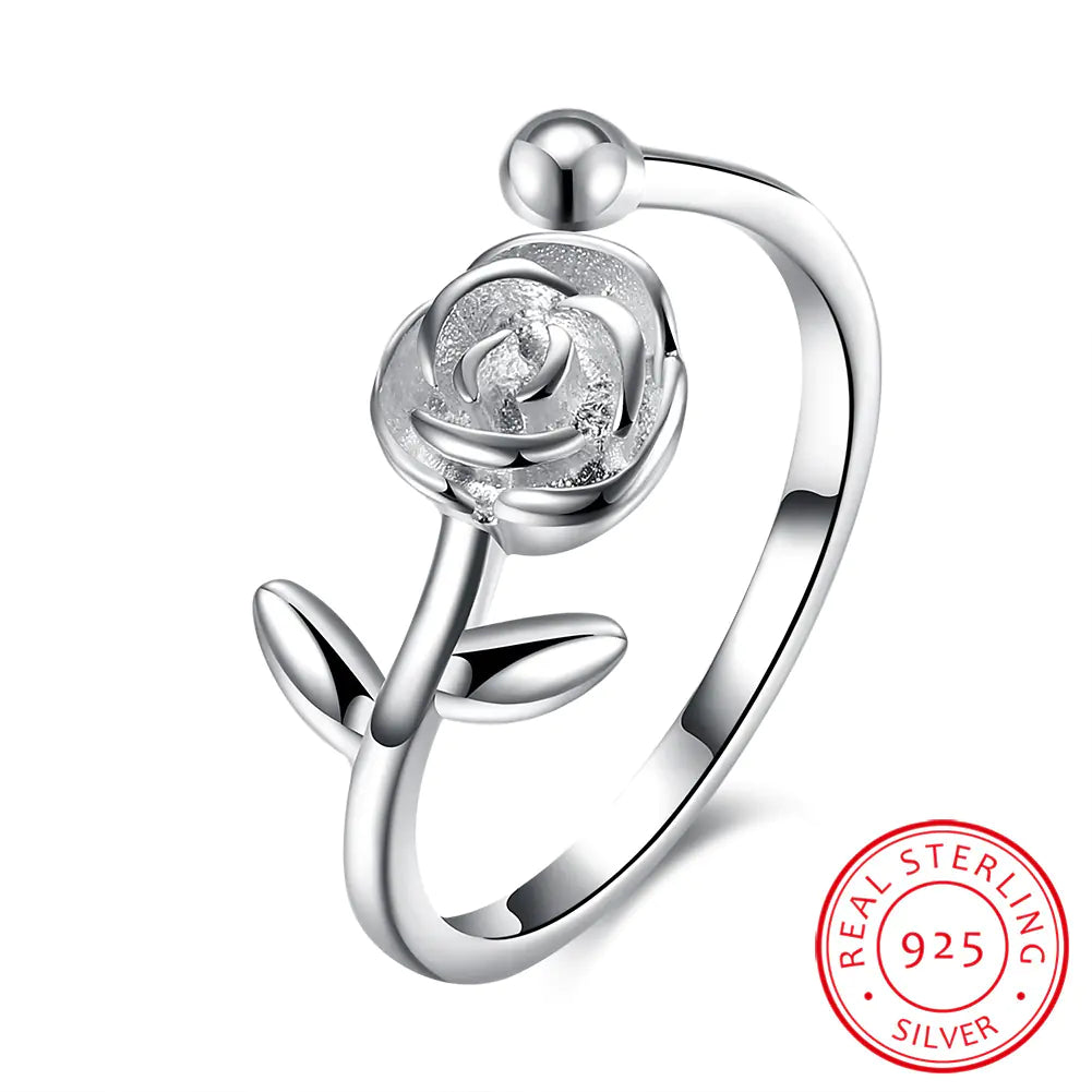 Rose Flower Open Ring, Rose Ring, Tail Ring